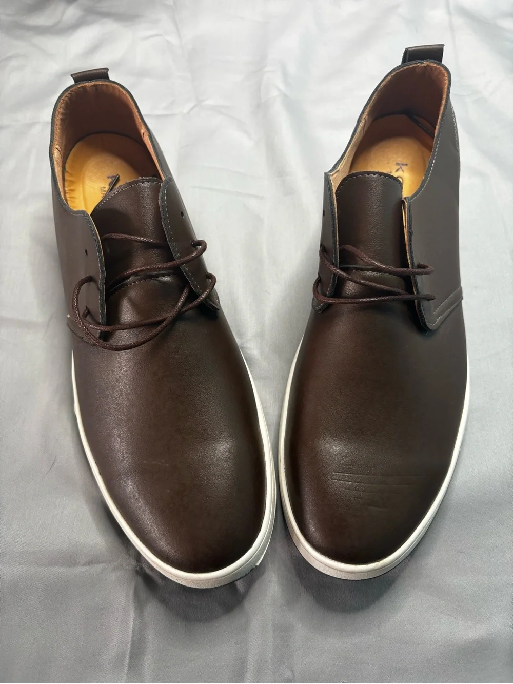 Men's Dark Brown Lace up Shoes with White Cup Sole